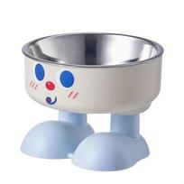 Stainless Steel Elevated Dog Bowl with Cute Smiling Face & Smiling Eyes-Tip Adjustable Height Feeding Dish, Hygienic Raised /Water Dispenser 1pc