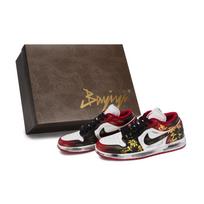 Jordan Air Jordan 1 811 Manufacturing, Golden Seal, Special Shoe Box Low top Vintage Basketball Shoes Unisex Red Silver 553558-166(Team80-SBOX) 44.5