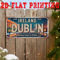 Airija Dublinas Kalėdos Craic D Plokščio spaudimo numerio ženklų stiliaus metalinis skardinis ženklas Šventiška Airijos miesto gatvės tematikos dekoratyvinis 15x30cm(5.9x7.8inch) blue
