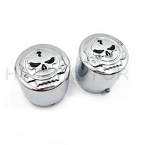 Motorcycle 29mm Axle Nut Cap Skull Zombie Emblem for Harley Davidson Universal Choppers Honda CHROMED gray