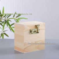 Solid Wood Lockable Flip-Top Treasure Box - Internet Celebrity Style 16.3cm L x 15.6cm H x 10cm W