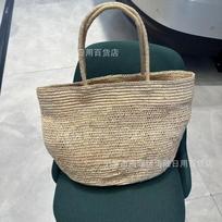 Large capacity raffia hand hook woven bag women's summer simple straw hand shoulder bag beach bag