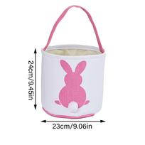 1pc Easter Bunny Ear Cute Rabbit Bucket Basket Canvas Rabbit Gift Bags With Plush Tail Easter Tote Bags For Easter Day 24x23x23cm