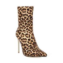 Sexy Sock Boot Female Stretch Slim Ankle Boots For Women High Heels Fashion Leopard Silver Party Shoes Spring Autumn Big Size 48 34