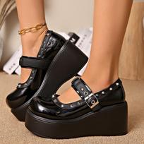New 2025 Women Mary Jane Shoes Large Size Buckle Platform Sneakers Women Versatile Round Toe Thick Heel Sweet Women Lolita Shoes 35