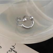 Sunny Smiley Face Simple Girl Ring Opening Adjustable Niche Design Ring Personalized Index Finger Tail Ring Adjustable opening