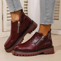 Coarse heel short boots autumn and winter new European and American large size round head side zipper Martin boots 36