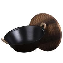 Naijiang Traditional Cast Iron Wok with Cedarwood Lid