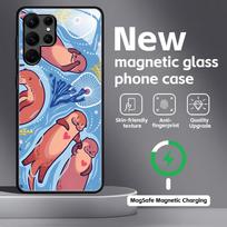 cute Otter Phone Case For Samsung S26 S25 S24 S23 S22 S21 Plus Ultra Note20 Glass Magnetic Case Galaxy S25