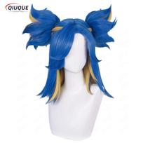 Žaidimo Valorant Neoninis Cosplay Perukas Trumpas Mėlynas Ponytails Karščiui Atsparus Sintetinis Plaukas Helovino Vaidmenų Žaidimo Perukai + Peruko Kepuraitė One Size blue