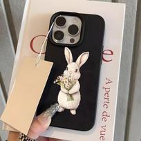 Cute Rabbit Pattern Phone Case For iPhone 17 16 15 14 13 12 11 Pro Max 15 14 Plus 17 Air X Xs XR Lychee Soft Shockproof Cover iPhone 16 Pro Max