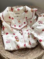 Cute Christmas bear pajamas women's summer short-sleeved shorts ins wind suit student dormitory can wear loungewear outside S
