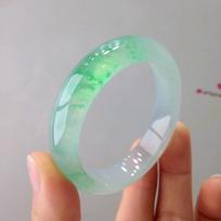 Myanmar Jade Bracelet: Old Pit Ice Seed Style, Zheng Yang Green Floral Design, Women's Concubine Bracelet. 55mm