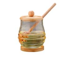 Transparent Glass Honeycomb Tank 280/400/500ml Large Capacity Honey Storage Container Elegant with Dipper and Lid Honey Bottle