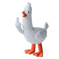 Funny Middle Finger Statue, 6 Inch Resin Rude Duck Figurine with Matte Finish, Quirky Desktop Ornament, Stress Relief Gift for Home Office Desk Shelf