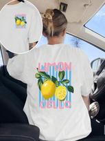Dolce Vita Lemon Graphic TShirt for WoUnisex Front Back Italian Summer Print Loose Crew Neck Short Sleeve Daily Casual Top L