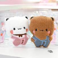 1/s New Panda Bubu and Yier Plush Pendant Keychain Dolls Cute Cartoon Panda Bear Key Ring Backpack Pendant Couple Gifts
