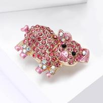 Cute Flash Pink Zircon Piggy Brooch Exquisite Animal Lapel Pins For Women Girls Wedding Party Daily Clothing Accessories Gift onesize