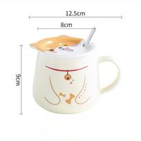 Cute Cartoon Ceramic Cup Creative Animal Face Cover Mug Shiba Inu Cup Taste Cat Water Cup Big White Bear Breakfast Cup 301-400ml
