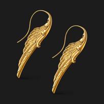 Angel Wings Exaggerated Pendant Earrings with Alloy Hooks