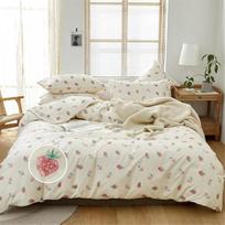 DREAMINGO Cute Strawberry Duvet Cover Queen Teen Girls Bedding Set Kawaii Bedroom Decor Cotton Quilt Cover with Zipper Lightweig