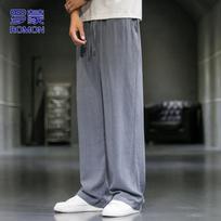 ROMON Men's Summer Loose Linen Straight-Leg Pants M