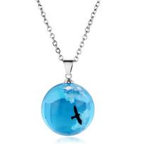 Fashion  Necklace  Gift Glass Ball Birds  Blue Sky White Clouds Pendant Exquisite Charming KTJ 2.8cm