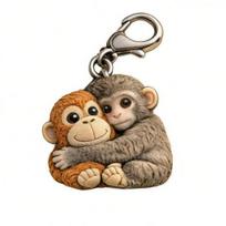 Little Monkey Pocket Hug Token Cute Monkey Holding Plush Toy Keychain with Card Inspirational Keepsake for Friends Family Emotional Support 1pc