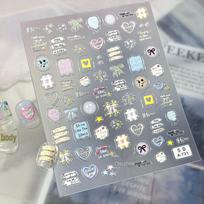 5D Embossed Cartoon & Puppy Nail Art Stickers - 3D Graffiti Grid Design