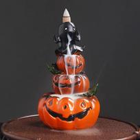 Backflow Resin Incense Burner Creative Halloween Pumpkin Ornament Handmade Waterfall Backflow Incense Burner Home Office Decor
