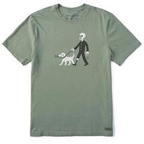 Life is Good. Men's Skeleton Walk Short Sleeve Crusher Tee, Moss Green XL gray