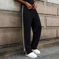Men's Striped Drawstring Casual Pants Men's Straight Fit Long Pants L
