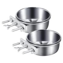 Bird Feeder Bowl with Clamp Parrot Food Bowls Screw On Bird Feeding Dish Cups Parrot Removable Stainless Steel Bowl S
