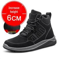 Men's 8CM Height-Increasing High-Top Boots with Thick Sole & Velvet Lining - Casual & Outdoor Snow Hiking Shoes 44