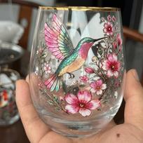 Transparent Hummingbird Pattern Mug Embossed Milk Cups Creative Floral Pattern Cup  Kitchen Style 4