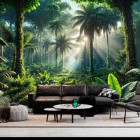 FENDROM Mystic Jungle Gobelenas Lietaus miško Fonas Žalias Tropinis Sienos Pakabinamas su Palmių Lapais Ypač Dydžio Sienos Menas Miegamojo Svetainės Dekoras 100X150CM gray