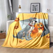 1 vnt. Dama ir valkata spaudinio pledas, mielas animacinių filmukų dizainas, svetainės namų dekoras, sofa, kelioninis, minkštas ir jaukus 75X95CM yellow
