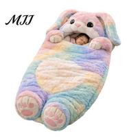 Cute Birthday Gifts for Babies Plush Rabbit Envelope Sleeping Bag, Lop-eared Bunny Slumber Bag Kids, Soft Breathable Sleepwear Animal Nap Mat