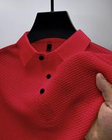 European & American High-End Mesh Ice Silk Men's Polo Shirt - Solid Color, Short-Sleeve, Smooth Fabric XL