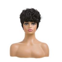 Short Pixie Cut Wigs For Black Women Curly Hair Wigs Replacement  Synthetic Short Black Layered Pixie Wigs With Bangs For Bla 6inches&1pc