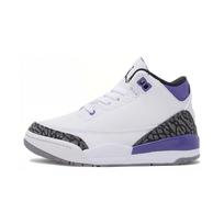 Air Jordan 3 Retro PS Dark Iris Vaikų sportbačiai Balti Juodi Cementiniai Pilki DM0966-105 35