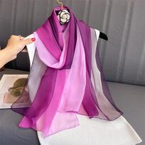 50*160Cm Fashion Women Chiffon Gradient Scarf Shawl Luxury Elegant Lady Versatile Sun Protection Decorate Scarves Headscarf One size