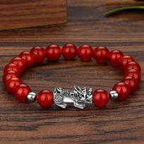 Unisex Pixiu Bracelet Obsidian Stone Beads Feng Shui Wealth Attraction Good Luck Bangle for Men Wristband Jewelry black