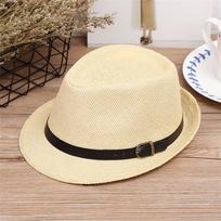 Breathable Beach Wide Brim Summer Cowboy Fedora Hat Sun Hat Jazz Hat Straw Panama Cap tamsiai mėlyna spalva
