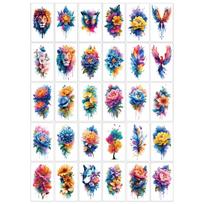 Rose Eagle Lion Painted Ink Flower Arm Tattoo Sticker Advanced Sense Cool Sexy Girl Sticker 5.7*9.7 blue