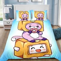 3D Lankyboxe Foxy Boxy Duvet Cover Bedding Set Comforter for Adult Youth Girl Boy Gift 100x135cm