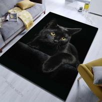 Cute Black Cat Print Carpet Soft Fluffy Floor Mat for Living Room Bedroom Modern Home Decor Non Slip Area Rug 40x60cm (16x24in)