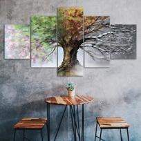 Four Seasons Tree Canvas 5 Piece Five Panel Wall Print Modern Art Poster Home Decor Gift For Him For Her 20X35 20X45 20X55CM