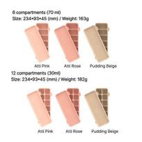 Atti Rabbit Easy Release Baby Food Cube Multi Silicone Storage Container 6 Cavity / 12 Cavity Set 6 cavity-Atti Pink