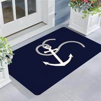 Nautical Anchor Pattern Welcome Mat - Machine Washable , Non-Slip Backing for Bathroom , Living Room , Bedroom , Kitchen , Office 40X60cm